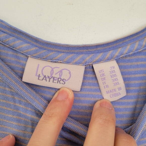 LOGO by Lori Goldstein Layers Striped Sleeveless Tank Top Shirt Size 2X - Picture 8 of 11